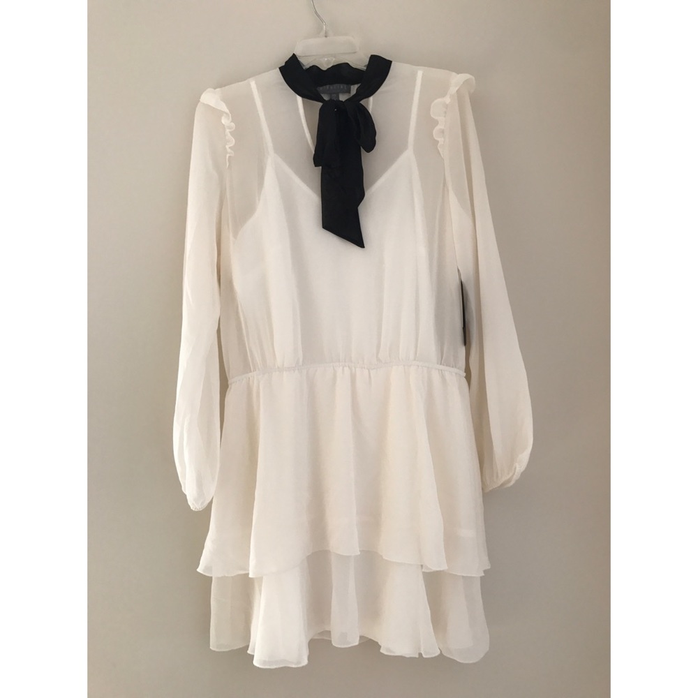 🆕 Chiffon peasant white dress
